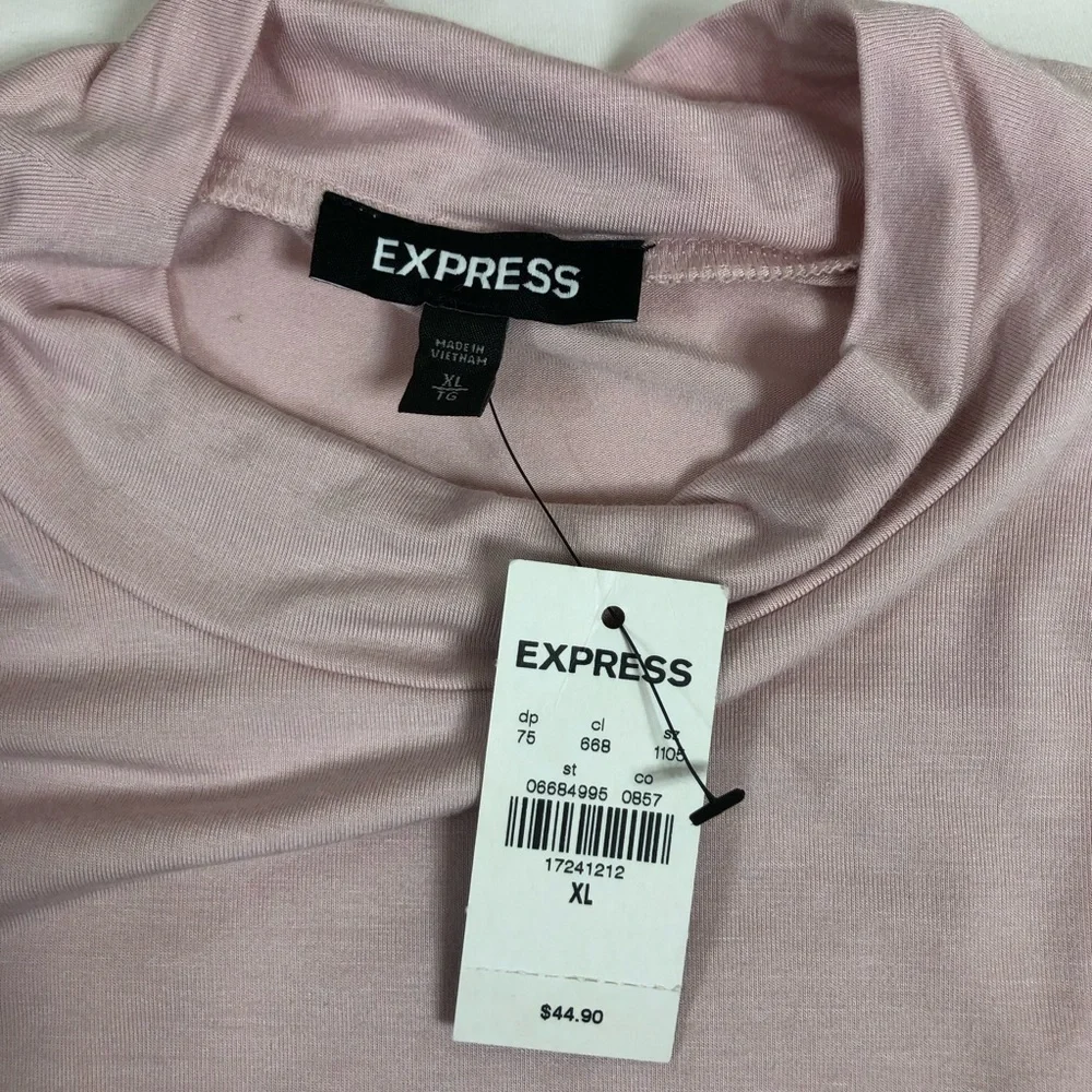 Express Stretchy Soft Light Pink Lined Front Monk Long Sleeve‎ Thong Bodysuit XL